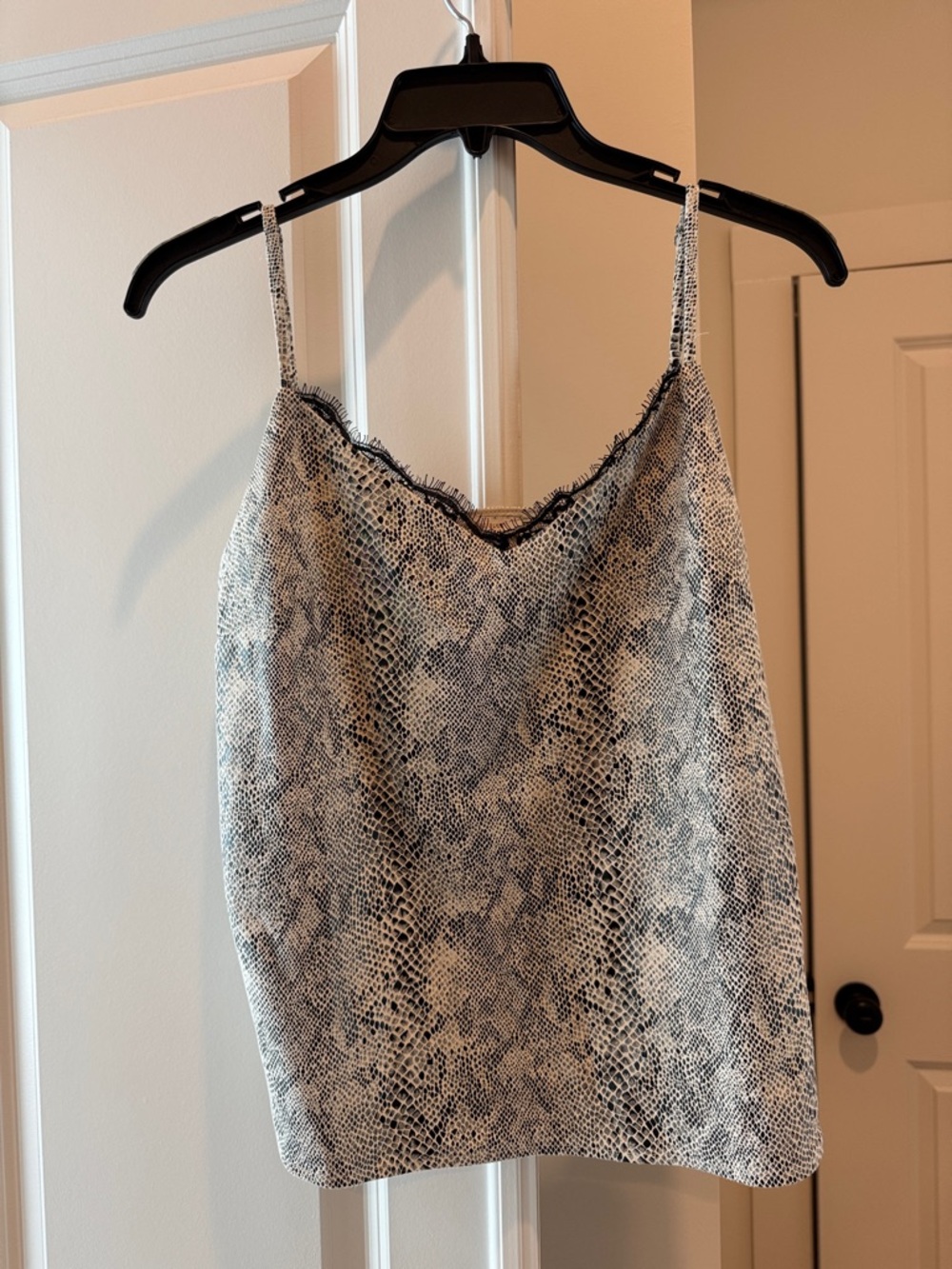 Skies Are Blue Black and White Snake Print Cami Top